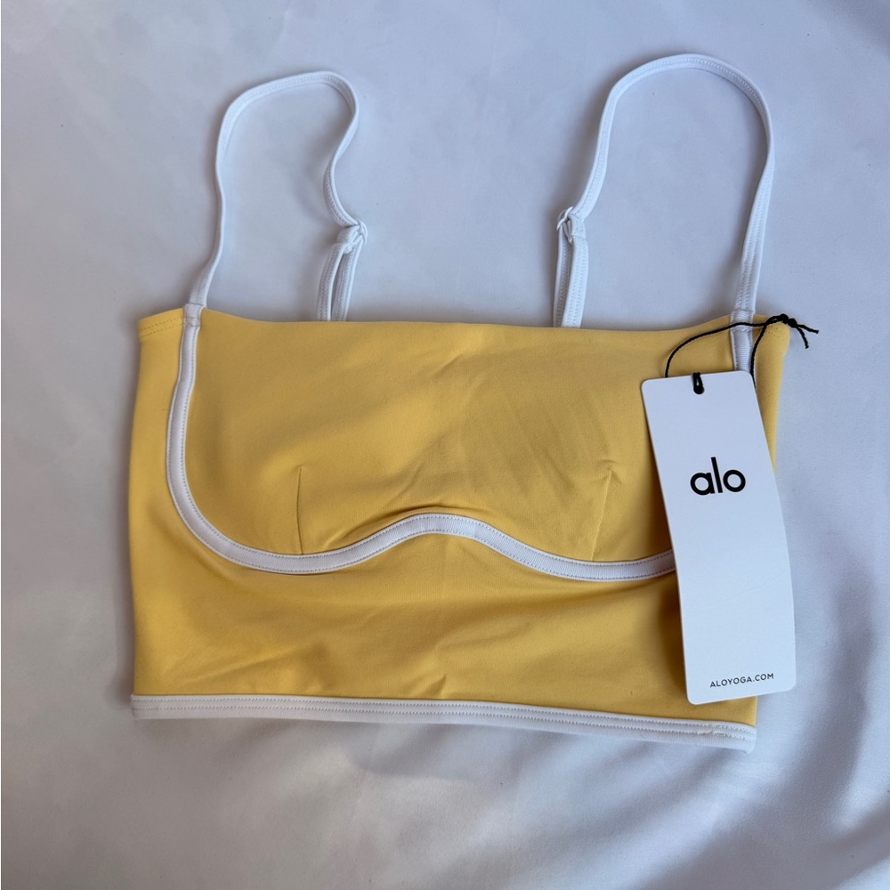 Alo Yoga Airbrush Streamlined Bra Tank yellow NWT size XS